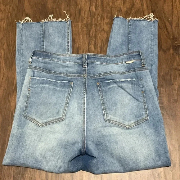 Sky and Sparrow Denim Blue Frayed Hem Jeans - Picture 4 of 12